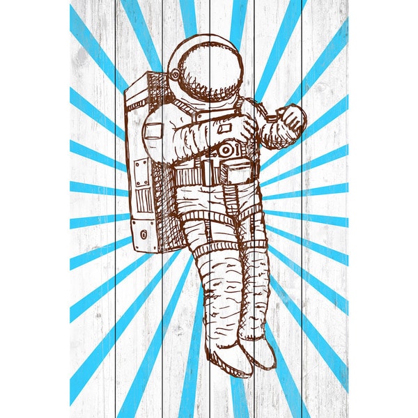 Marmont Hill - Handmade Space Suit Painting Print on White Wood