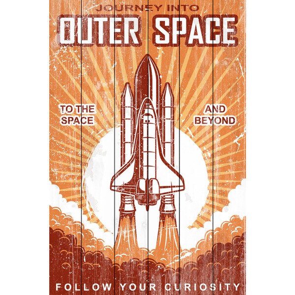 Marmont Hill - Handmade Outer Space Painting Print on White Wood