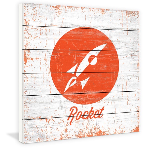 Marmont Hill - Handmade Rocket Painting Print on White Wood
