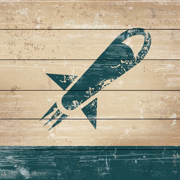 Marmont Hill - Handmade Dark Ship Painting Print on White Wood
