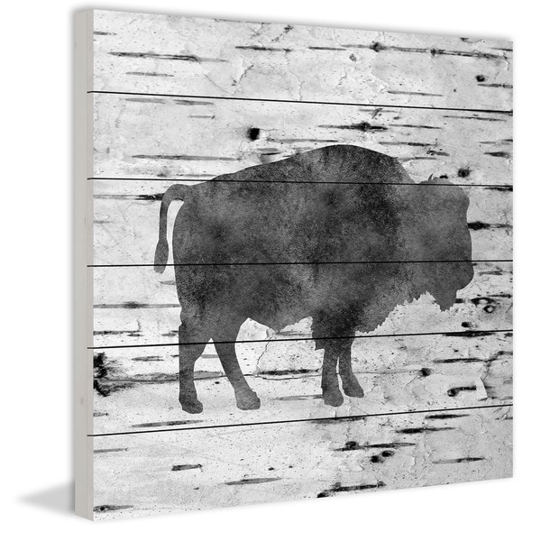 Marmont Hill - Handmade Bison Birch Bark Painting Print on White Wood