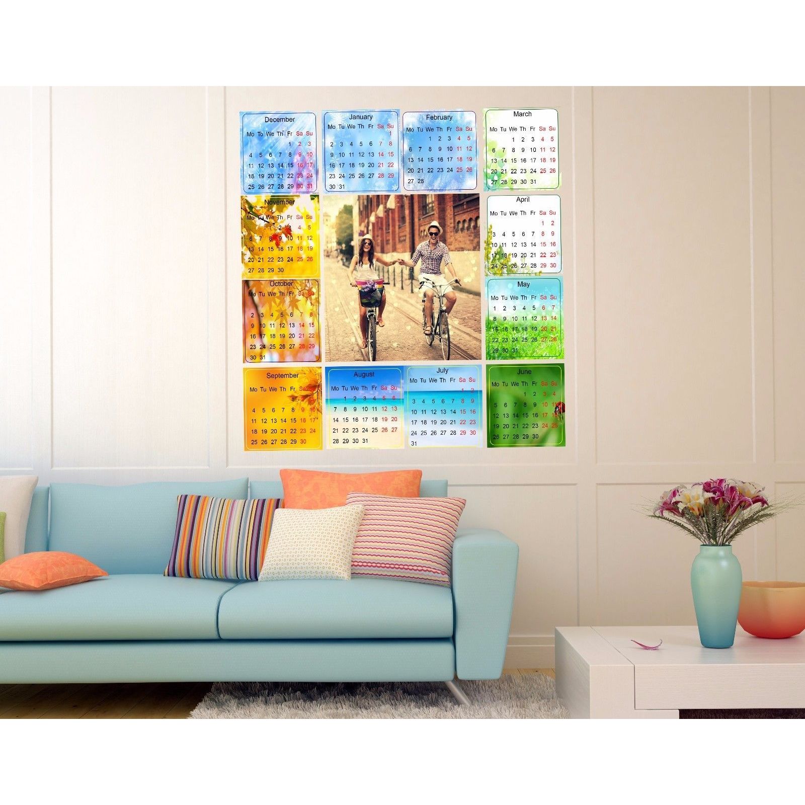 Shop Full Color Decal Calendar For 2017 Sticker Calendar Decal Wall Art Decal Sticker Decall Size 48x48 Overstock 13932213