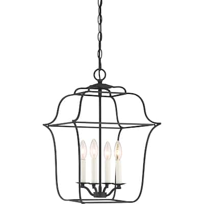 Quoize Gallery Black Steel 4-light Cage Chandelier