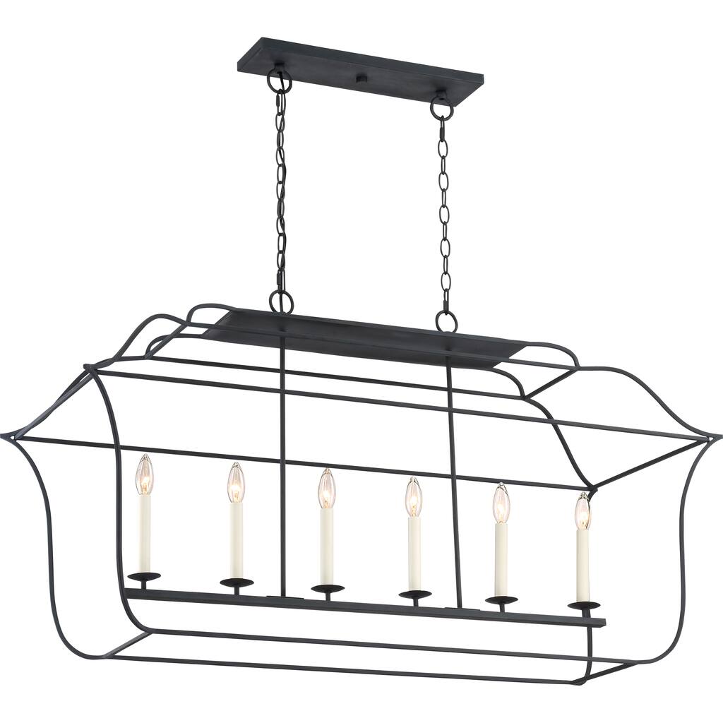 Gallery Island Black Steel 6-light Chandelier with Royal Ebony Finish