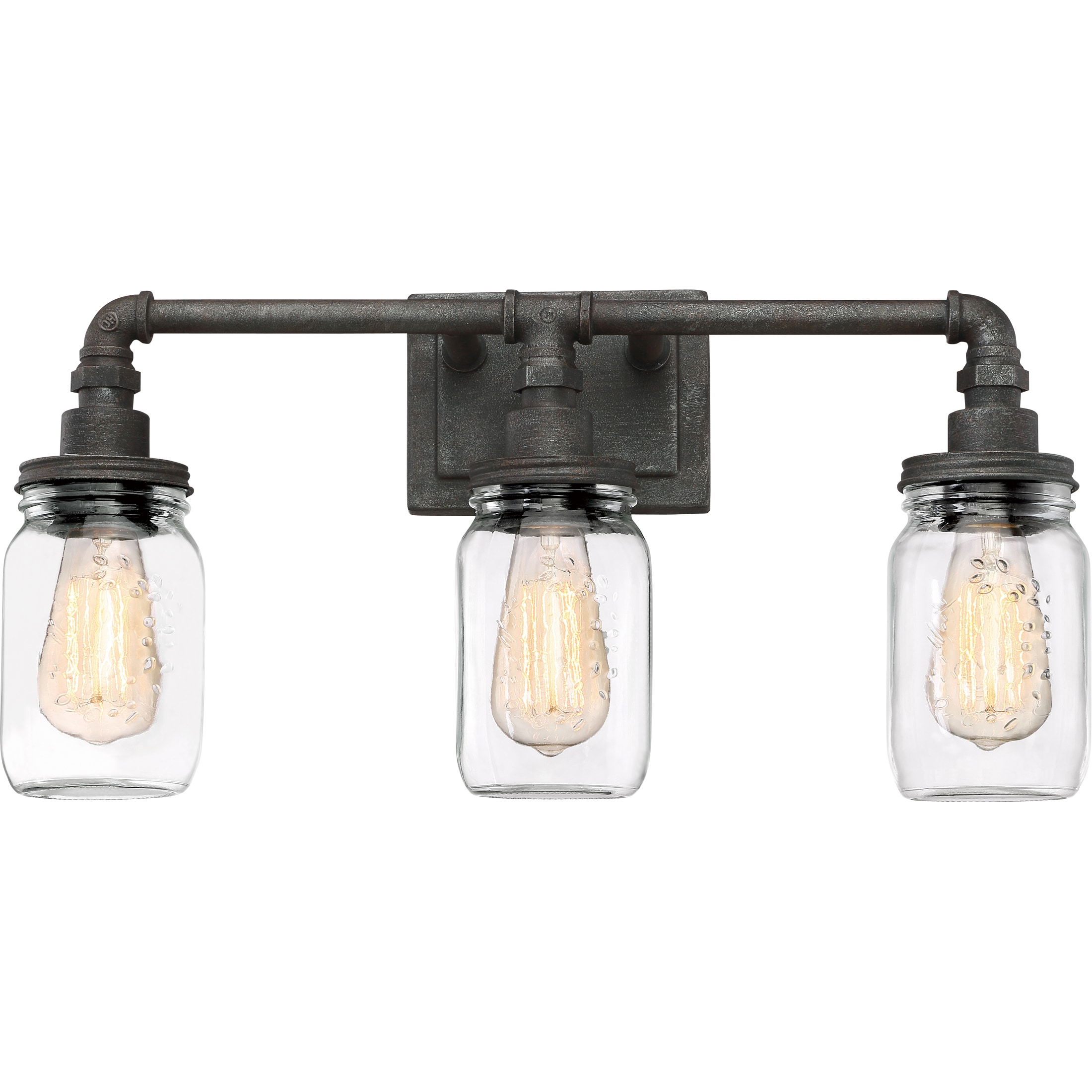 Quoizel Squire Black Steel Gl Rustic 3 Light Bath Fixture Quoizel Squire Black Steel Gl Rustic