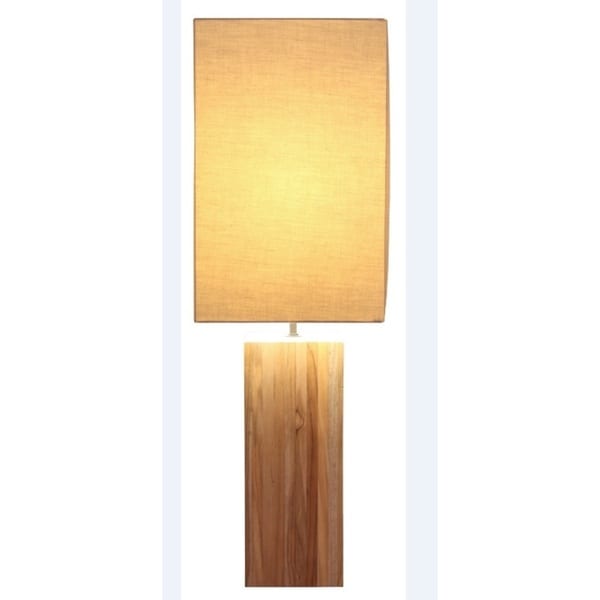 Natural-finish Teak Wood Tall Table Lamp