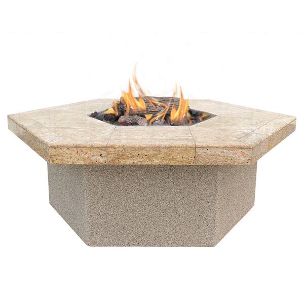 Shop Stucco And Tile Hexagon Propane Gas Fire Pit Overstock