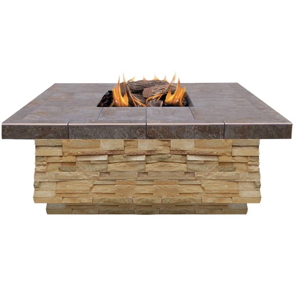 Shop 48 In Natural Stone Propane Gas Fire Pit In Brown With Log