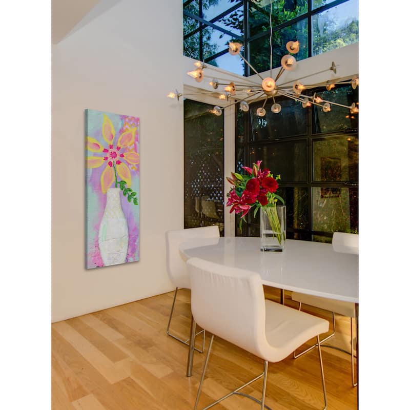 Marmont Hill - 'Yellow Pinwheel' by Jill Lambert Painting Print on Wrapped Canvas - Multi-Color