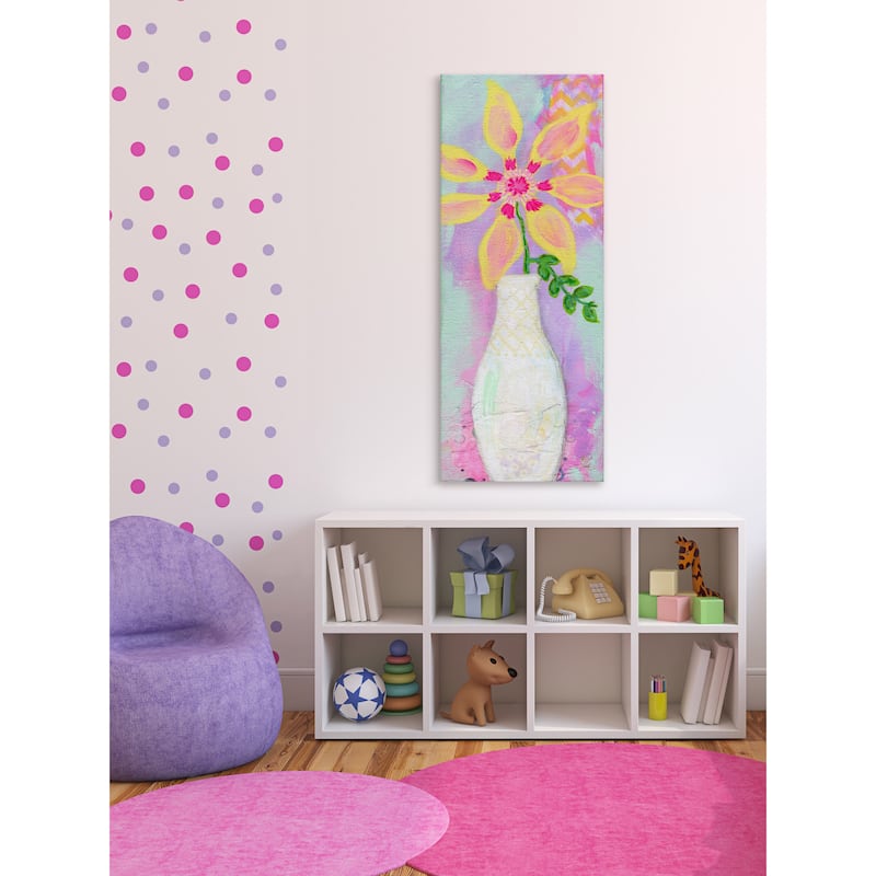 Marmont Hill - 'Yellow Pinwheel' by Jill Lambert Painting Print on Wrapped Canvas - Multi-Color