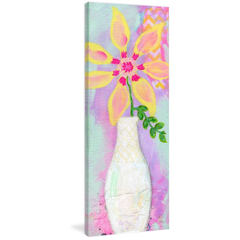 Marmont Hill - 'Yellow Pinwheel' by Jill Lambert Painting Print on Wrapped Canvas - Multi-Color