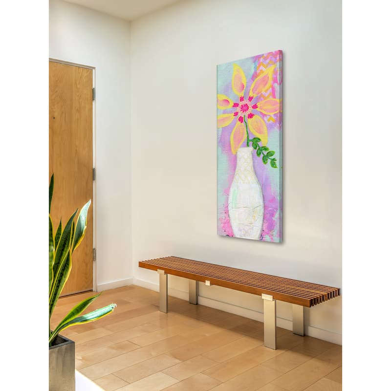 Marmont Hill - 'Yellow Pinwheel' by Jill Lambert Painting Print on Wrapped Canvas - Multi-Color