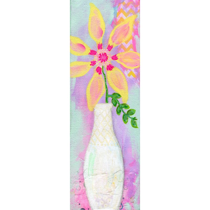 Marmont Hill - 'Yellow Pinwheel' by Jill Lambert Painting Print on Wrapped Canvas - Multi-Color