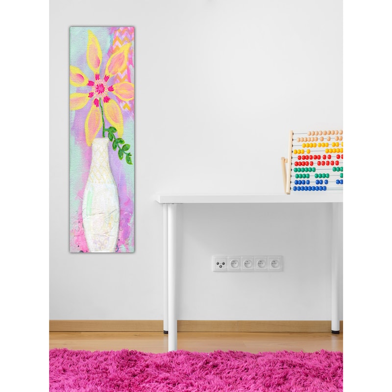Marmont Hill - 'Yellow Pinwheel' by Jill Lambert Painting Print on Wrapped Canvas - Multi-Color