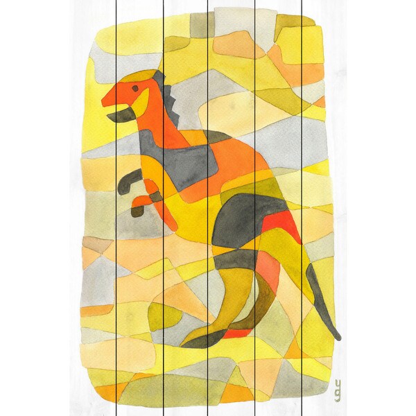 Marmont Hill - Handmade Dinosaur 1 Painting Print on White Wood