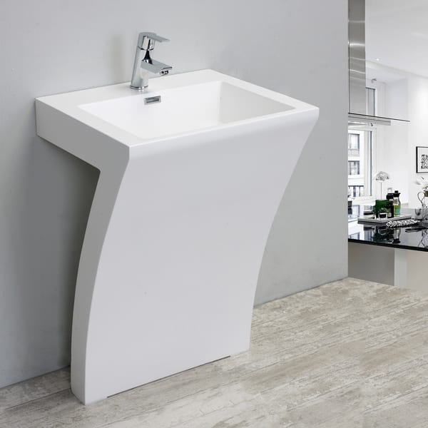 Eviva Seven 24 White One Piece High Quality Acrylic Consule Pedestal Bathroom Vanity Overstock 13934779