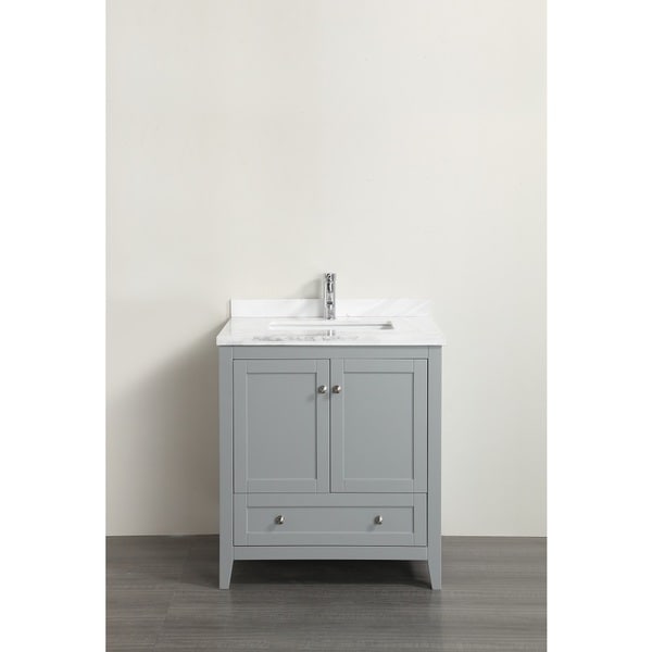 Eviva Lime White Marble Carrera Grey 30-inch Single Bathroom Vanity