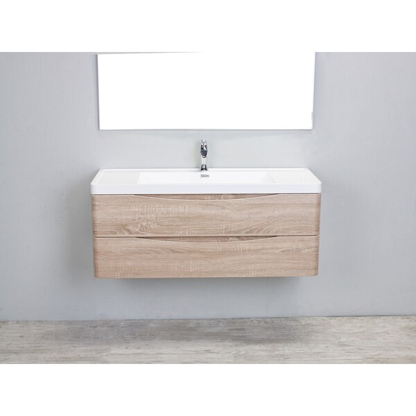 Eviva Smile White Oak 48-inch Wall Mount Bathroom Vanity with White Acrylic Sink