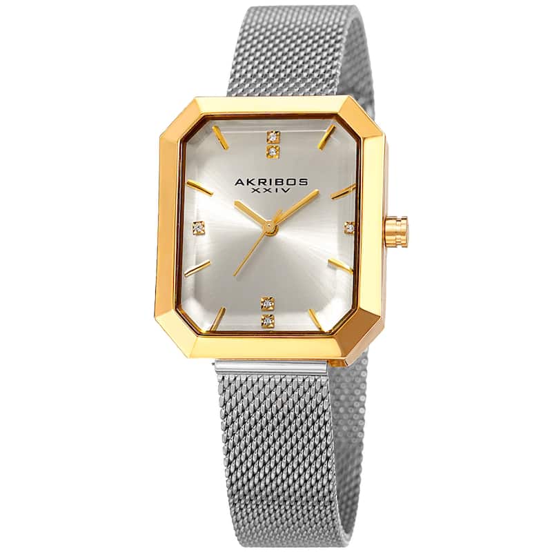 Akribos XXIV Women's Quartz Two-Tone Diamond Crystal Triple Watch Set