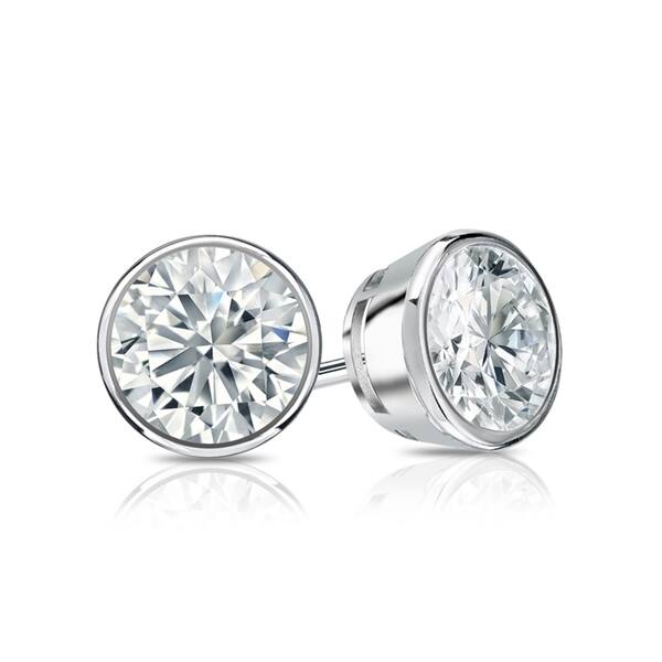 Auriya 1 1/5ctw Round Diamond Stud Earrings Bezel-set Platinum - GIA Certified