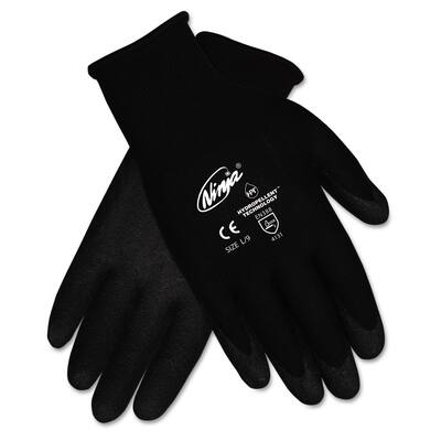 Ninja HPT PVC coated Nylon Gloves, Medium, Black, 12 Pairs