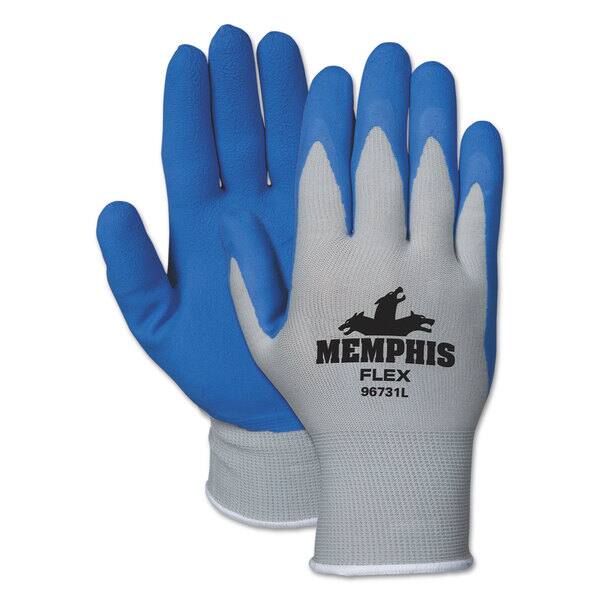 Memphis Flex Seamless Nylon Knit Gloves, X-Large, Blue/Gray, Dozen Memphis Flex Seamless Nylon Knit Gloves, X-Large, Blue/Gray, Dozen