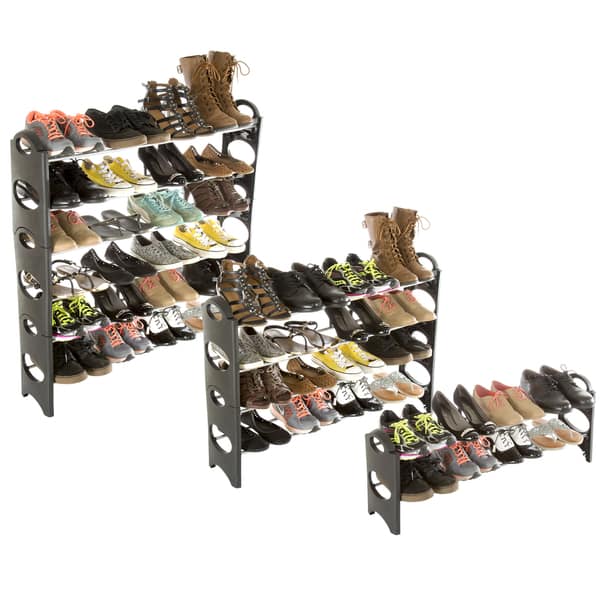 Shop Black Friday Deals On Everyday Home 6 Tier Stackable Shoe Rack 24 Pair Capacity Black Overstock 13937654