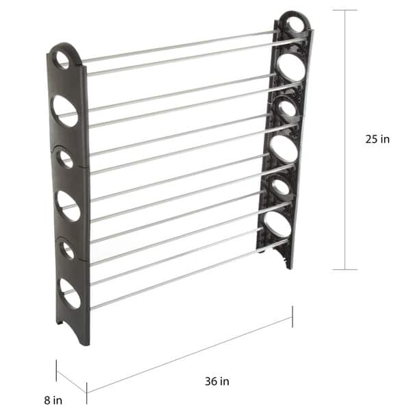 Shop Black Friday Deals On Everyday Home 6 Tier Stackable Shoe Rack 24 Pair Capacity Black Overstock 13937654