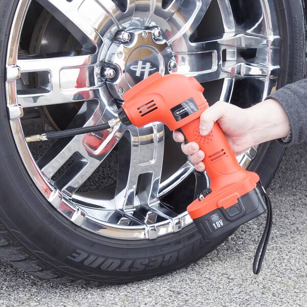 Cordless Air Compressor Portable Tire Inflator Rechargeable Handheld Emergency PSI/BAR Pump With Needles and Hose for Car Truck RV by Stalwart (18V)