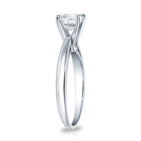 Auriya 14k Gold GIA Certified 0.75 carat TW Round Solitaire Diamond Engagement Ring