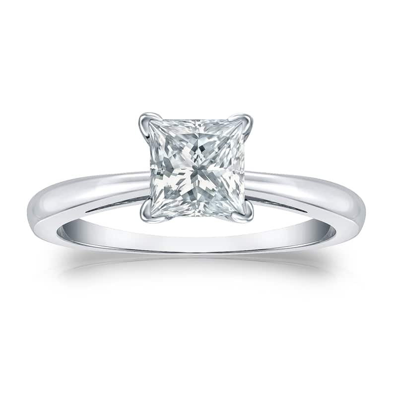 Auriya 14k Gold GIA Certified 1.50-Carat TW Princess-Cut Solitaire Diamond Engagement Ring