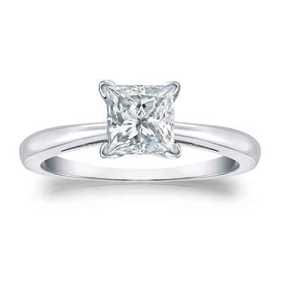 Auriya 14k Gold GIA Certified 1.50-Carat TW Princess-Cut Solitaire Diamond Engagement Ring
