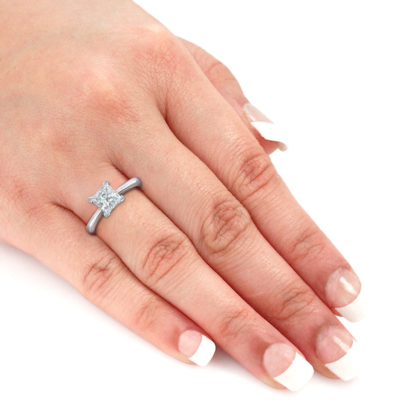 Auriya 14k Gold GIA Certified 1.75-Carat TW Princess-Cut Solitaire Diamond Engagement Ring
