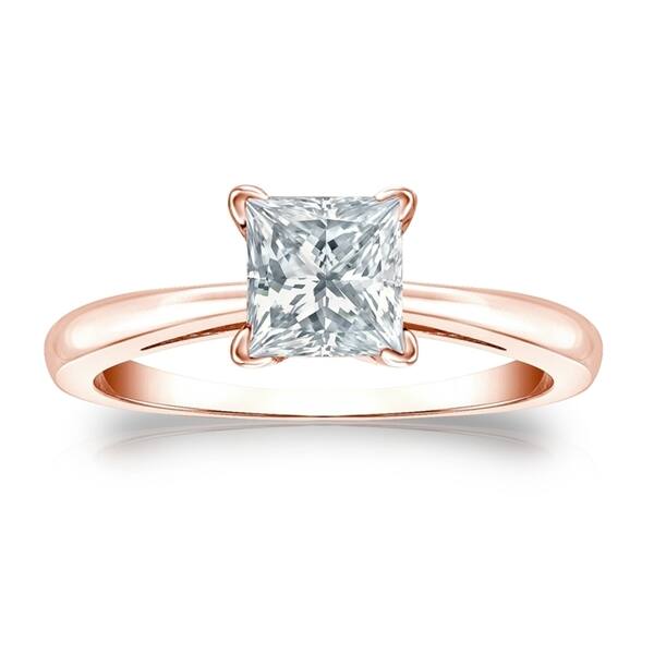 Auriya 3/4ctw Princess-Cut Solitaire Diamond Engagement Ring 14k Gold GIA Certified