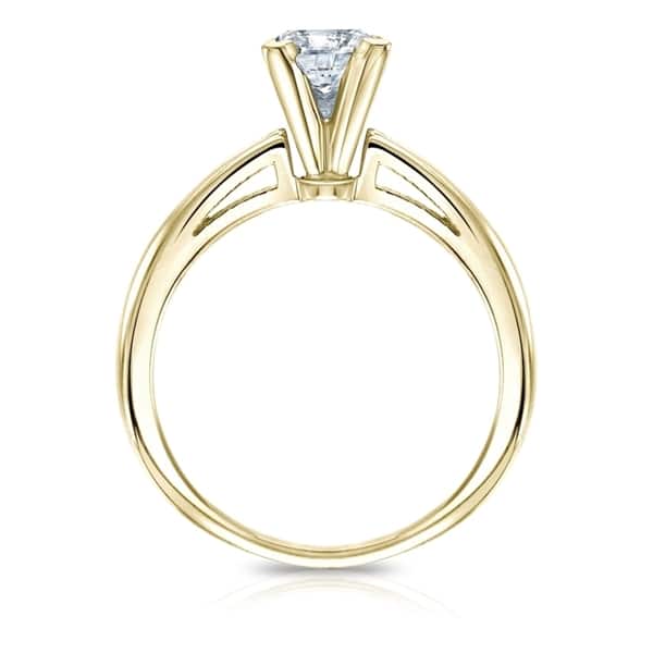 Auriya 1ctw Princess-Cut Solitaire Diamond Engagement Ring 14k Gold GIA Certified