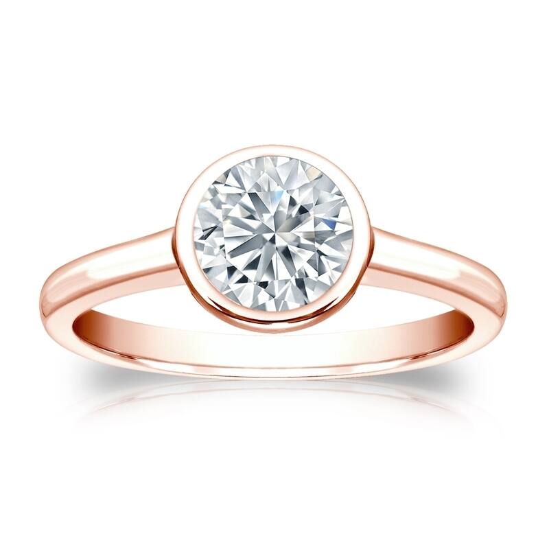 Auriya 14k Gold 1 1/2ctw Solitaire Diamond Engagement Ring Bezel-set GIA Certified