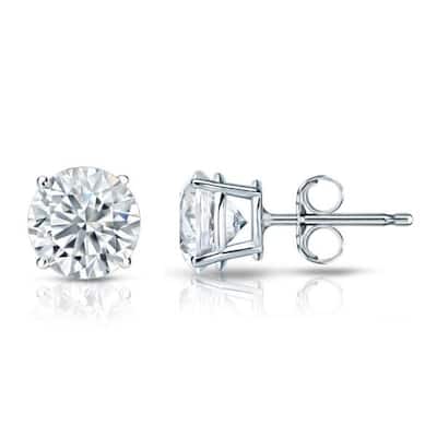 Auriya 14k Gold GIA Certified 2.00 ct. TDW Round Diamond Stud Earrings