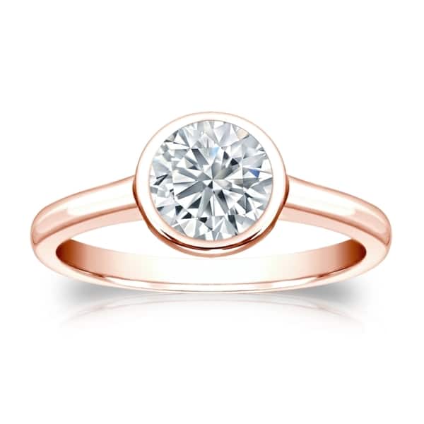 Auriya 14k Gold GIA Certified 1.75ct TDW Solitaire Bezel Set Diamond Engagement Ring
