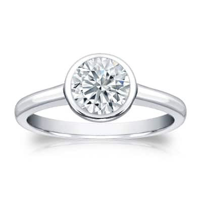 Auriya 14k Gold GIA Certified 1.75ct TDW Solitaire Bezel Set Diamond Engagement Ring