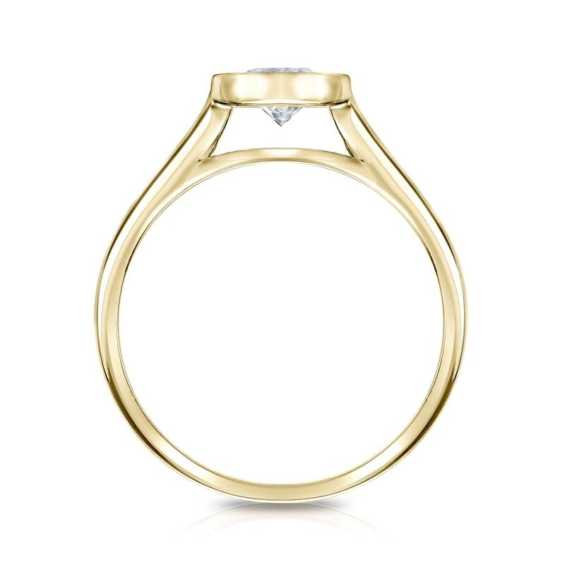 Auriya 14k Gold GIA Certified 1.50ct TDW Solitaire Bezel Set Diamond Engagement Ring