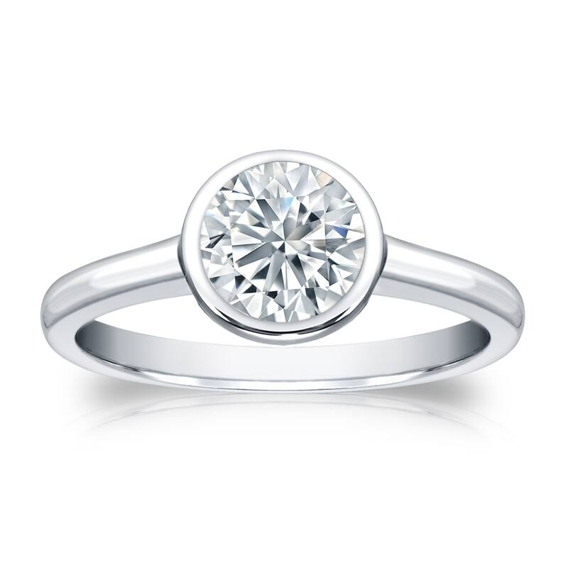 Auriya 14k Gold GIA Certified 1.50ct TDW Solitaire Bezel Set Diamond Engagement Ring