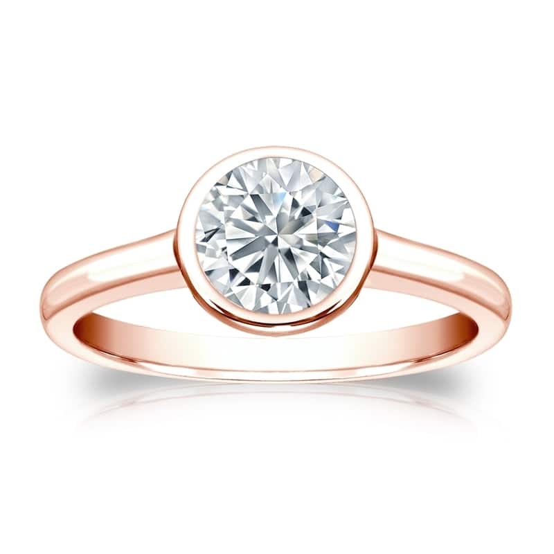 Auriya 14k Gold GIA Certified 1.50ct TDW Solitaire Bezel Set Diamond Engagement Ring