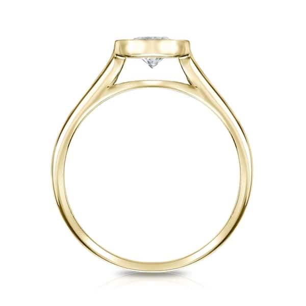 Auriya 14k Gold GIA Certified 0.75ct TDW Solitaire Bezel Set Diamond Engagement Ring