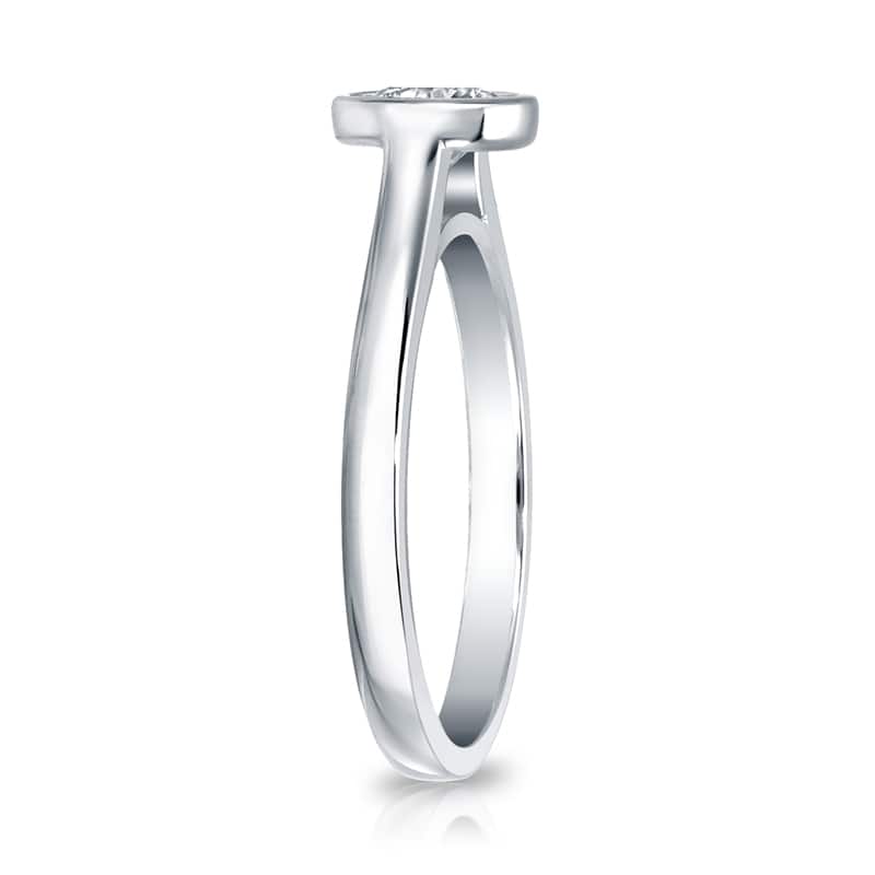 Auriya 14k Gold Certified 1.25ct TDW Solitaire Bezel Set Diamond Engagement Ring