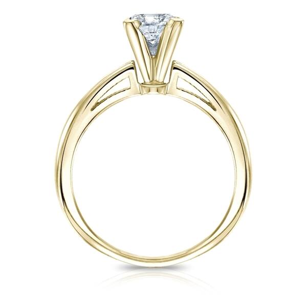 Auriya 1ctw Princess-Cut Solitaire Diamond Engagement Ring 18k Gold GIA Certified