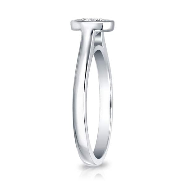 Auriya 14k Gold 3/4ctw Solitaire Diamond Engagement Ring Bezel-set GIA Certified