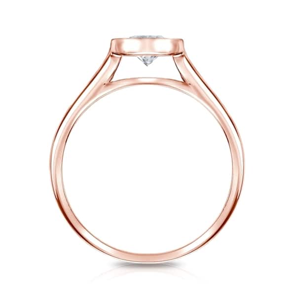Auriya 14k Gold 3/4ctw Solitaire Diamond Engagement Ring Bezel-set GIA Certified
