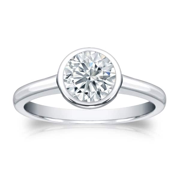 Auriya 14k Gold 3/4ctw Solitaire Diamond Engagement Ring Bezel-set GIA Certified