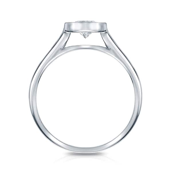 Auriya 14k Gold 3/4ctw Solitaire Diamond Engagement Ring Bezel-set GIA Certified