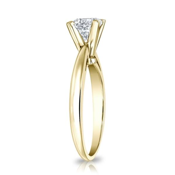 Auriya 18k Gold 1ctw Princess-cut Solitaire Diamond Engagement Ring Certified